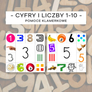 Cyfry i liczby 1-10 - pomoce klamerkowe