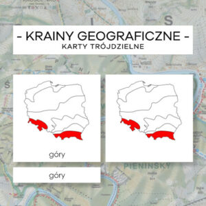 Polska - krainy geograficzne - karty naukowe 7 szt.