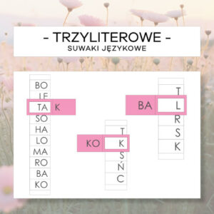 Suwaki literowe - różowy materiał językowy