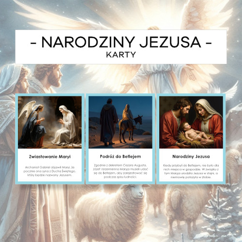 Narodziny Jezusa - linia czasu - karty 8 szt.