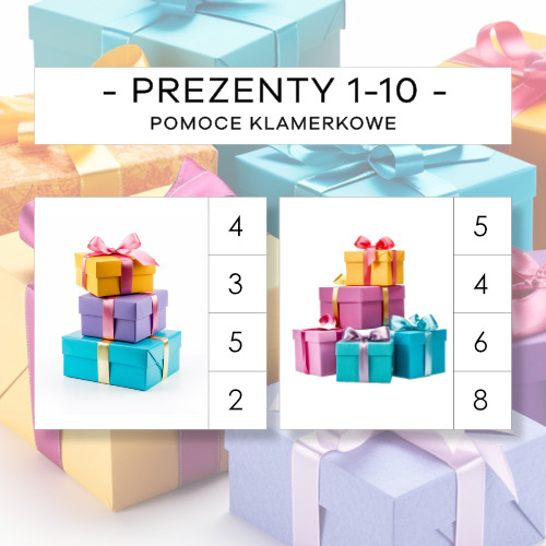 Prezenty 1-10 - pomoce klamerkowe