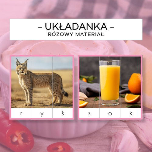 Różowy Materiał - układanki