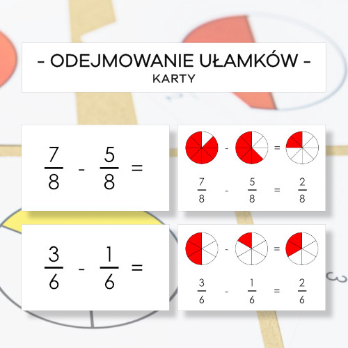 Odejmowanie ułamków zwykłych cz. 1 - karty