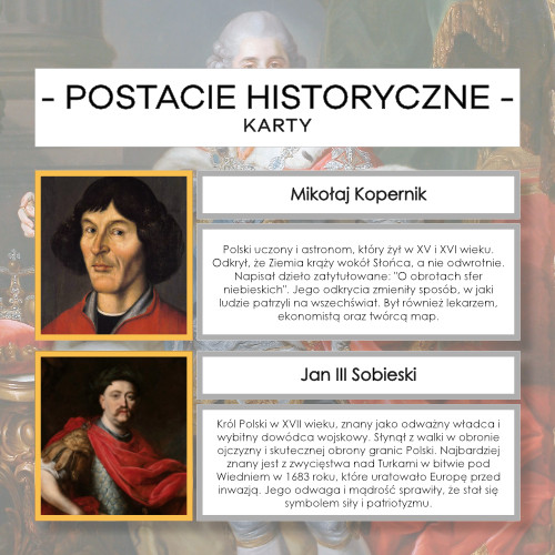 Postacie historyczne - karty kl.4