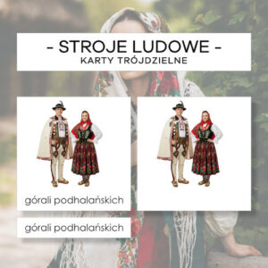 Stroje ludowe - karty trójdzielne 12 szt.