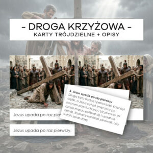 Droga Krzyżowa - karty trójdzielne 14 szt. + opisy