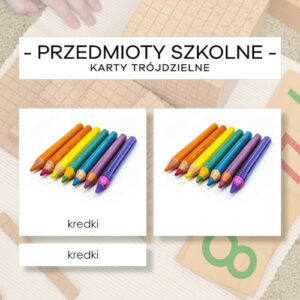 Przedmioty szkolne - karty trójdzielne 36 szt.
