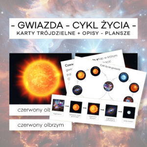 Cykl życia gwiazdy - karty trójdzielne 11 szt. + plansze 4 szt. + opisy
